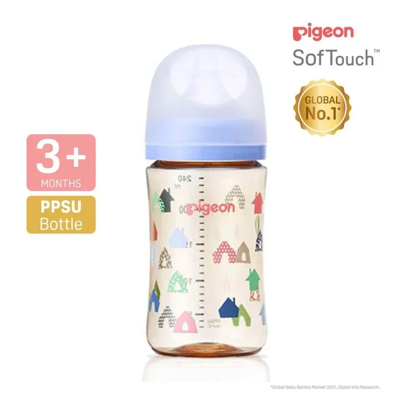 Pigeon Deco母乳實感奶瓶240ml/8oz(PPSU)藍色