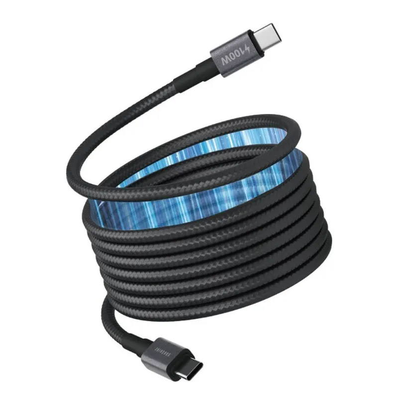 SUNSHINE 2米磁吸充電線USB-C轉USB-C(黑色) CAM1020BK