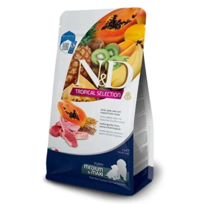 Farmina N&D Tropical Selection Formula Lamb Puppy Medium & Maxi 熱帶水果, 羔羊肉, 斯佩爾特小麥, 燕麥 幼犬乾糧 10kg (大粒)