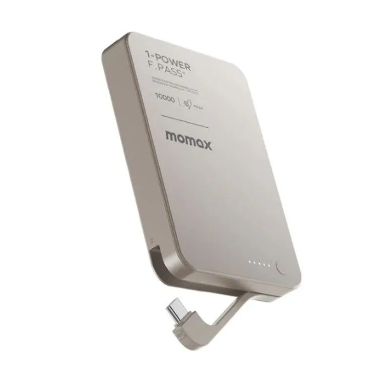 MOMAX 10000mAh磁吸帶線移動電源(鈦色) IP158L