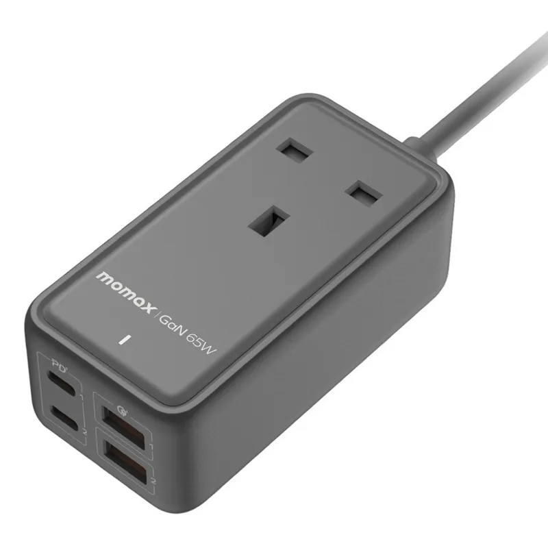 MOMAX ONEPLUE GaN 65W 1位AC插板[2*PD,2*QC3.0] 灰