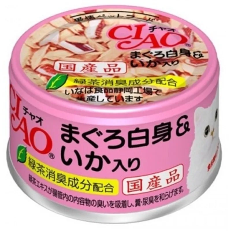 INABA CIAO - 白身吞拿魚 魷魚 (85g)貓罐頭 A-03