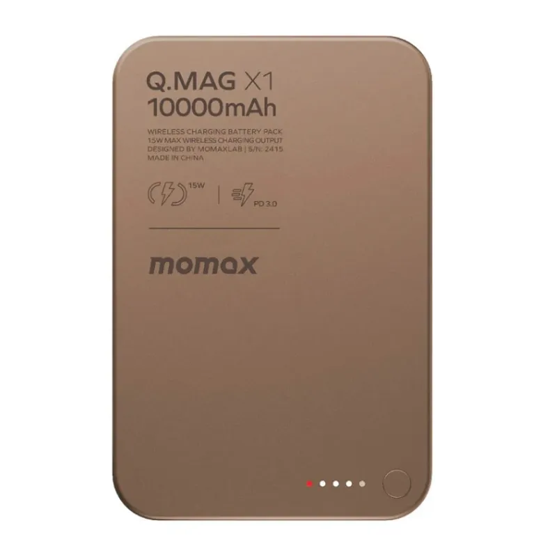 MOMAX Q.Mag X1 超薄磁吸無線充電電源 10000mAh 金