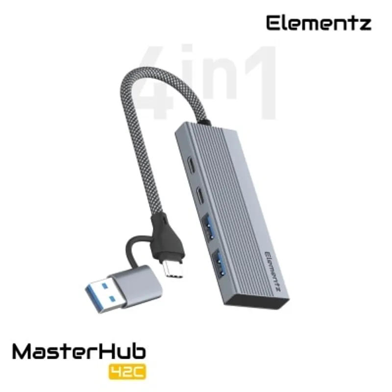 Elementz MasterHub 42C 4合1 雙頭 USB-C/A 多功能集線器