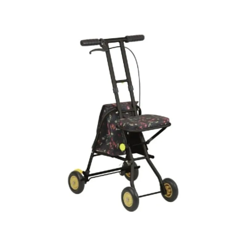 TacaoF 輕量型助行手推車 黑色碎花