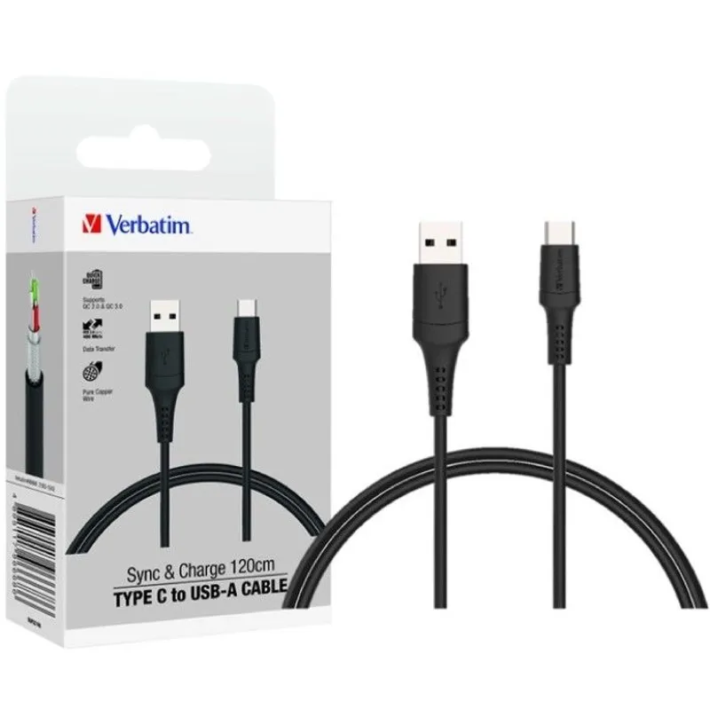 VERBATIM Type-C數據充電線 TYPECTOUSBASYNC&CHARGECABLE/120CM