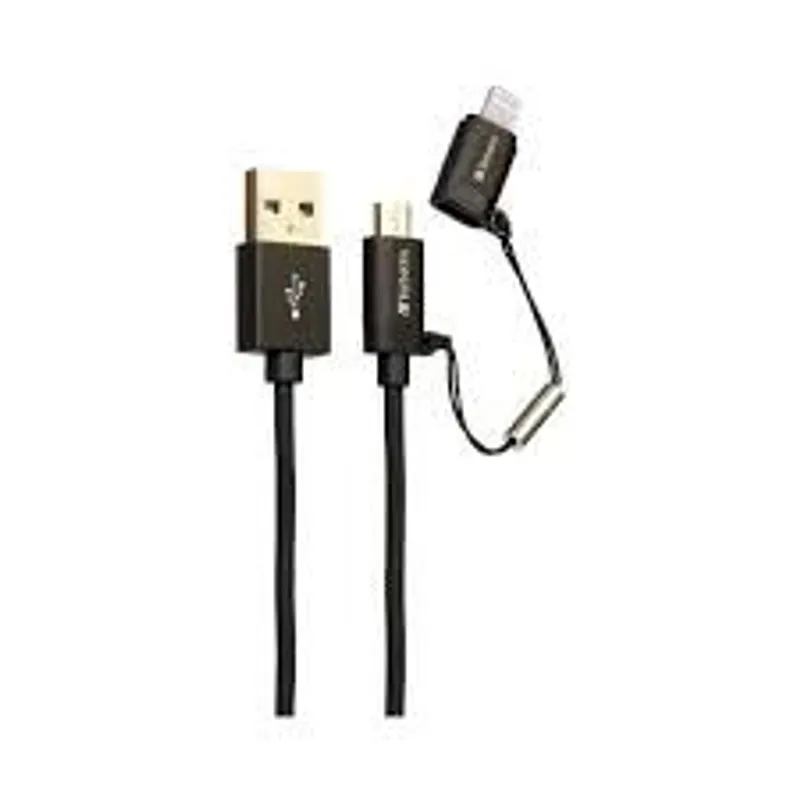 VERBATIM 2合1USB充電及數據線 120CM2IN1TYPEC+MICROUSB/BK