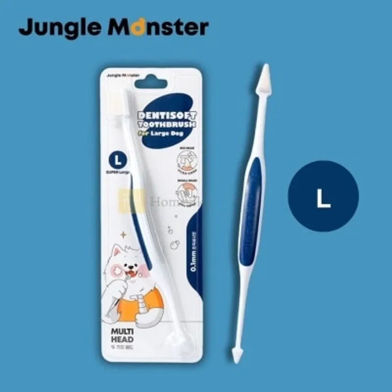 Jungle Monster Dentisoft 大型犬雙頭極細密軟毛寵物牙刷 (商家直送-5個工作天內送到府上；滿$500免運)