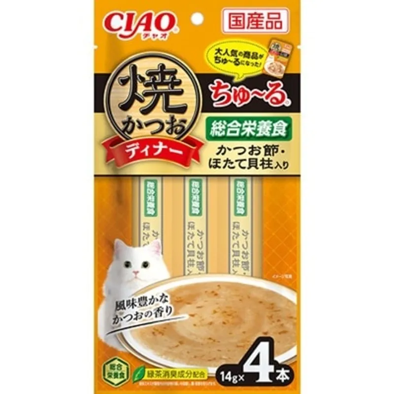 INABA 燒鰹魚晚餐Churu - 鰹魚節 帶子 (14g x4) 貓小食 478420