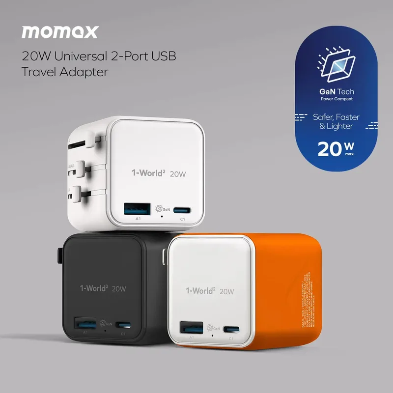 Momax 1-World2 20W 2 接口 USB 旅行充電器