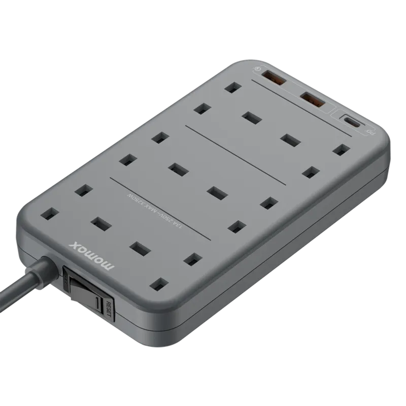 MOMAX ONEPLUE 6位拖板 PD20W 2*USB + 1*Type-C 灰