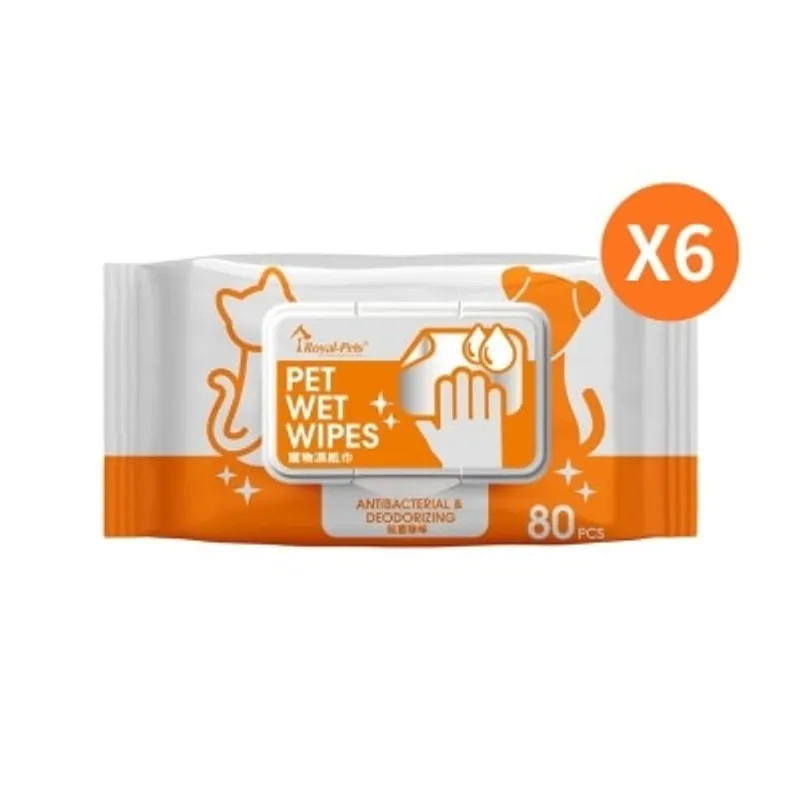 ROYAL-PETS 寵物濕紙巾80片 (6件裝)