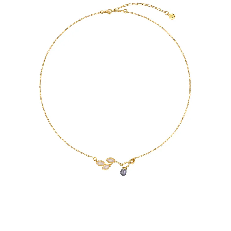 Olive Branch Triple Leaf Delicate Necklace