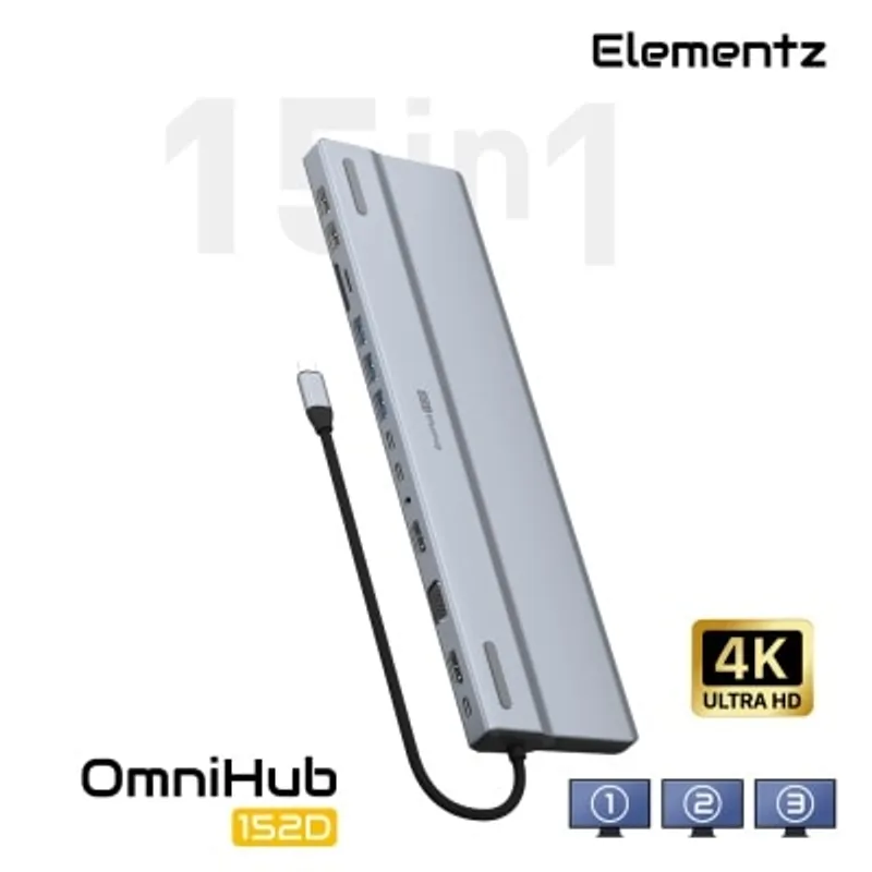 Elementz OmniHub 152D 15合1 多功能 USB-C 擴充埠