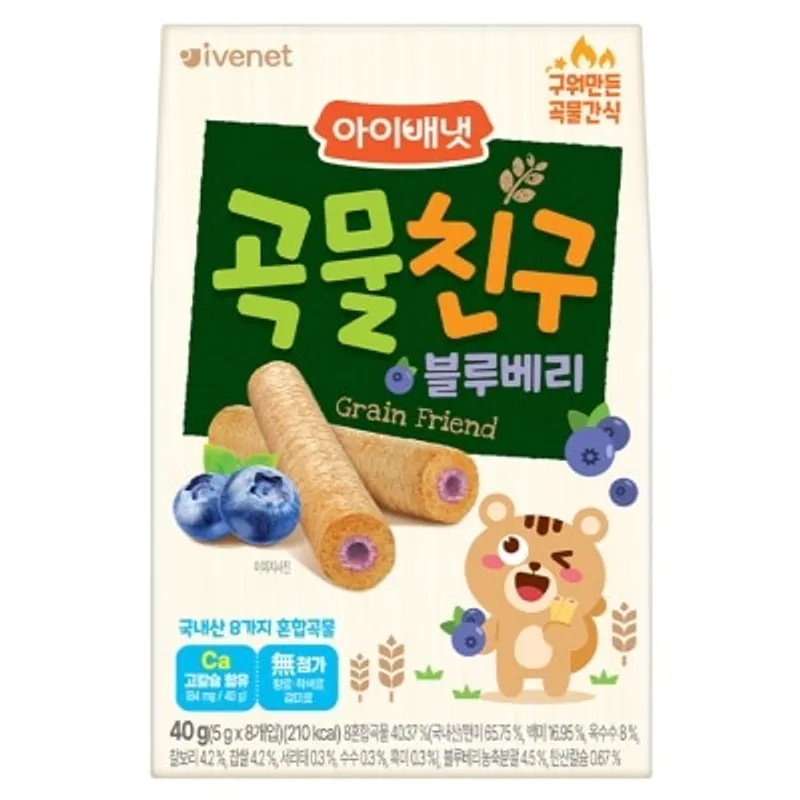 Ivenet 貝貝穀物手指餅（藍莓味）5克 x8