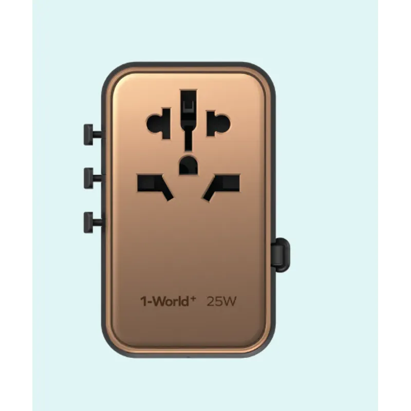 MOMAX 1-World+25W Gan 3插口+旅行充電插座 金色