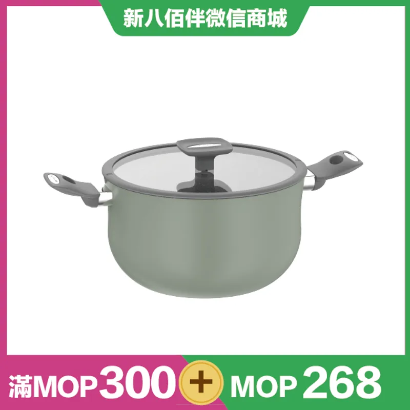 Moneta Alpha 24厘米高身双耳煲连玻璃盖
