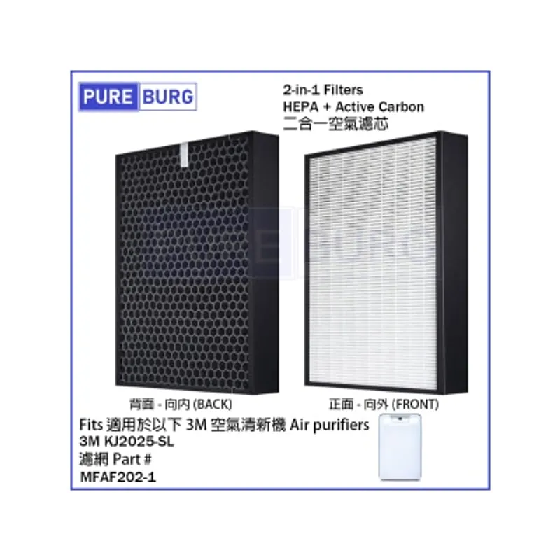 Pureburg 淨博 KJ2025 代用濾網組合 (適用於 3M KJ2025-SL 空氣清新機)