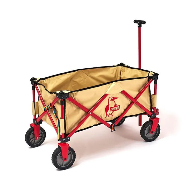 CHUMS Folding Wagon CH62-1755-B044 露营折迭手拉车,米色/红色