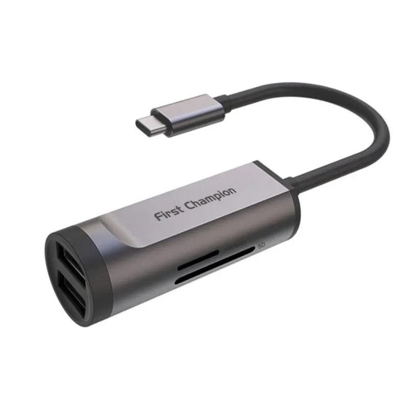 FIRSTCHAMPION USB-C集線器-4合1withUSB-A&CardReader(灰色) FCTCH42U3CR/GREY