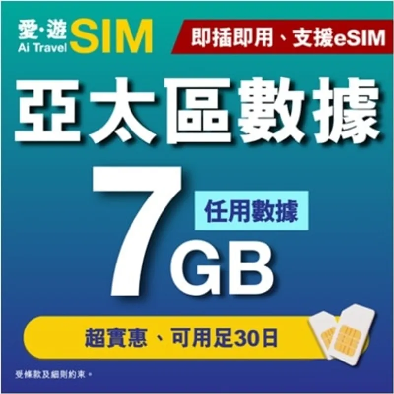 SOSIM 30日亞太區7GB FUP