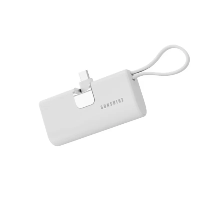 SUNSHINE 5000mAh三合一迷你移動電源USB-C+Lightning(白色) EBHKE/WH