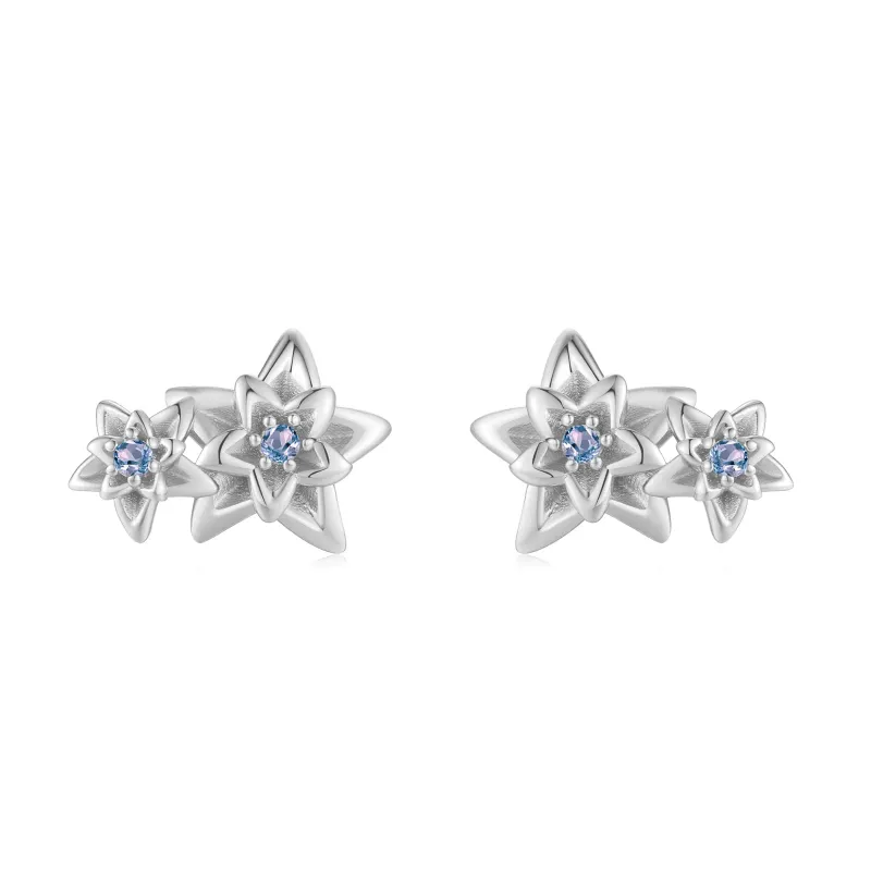 POINSETTIA｜Silver Flower Stud Earrings