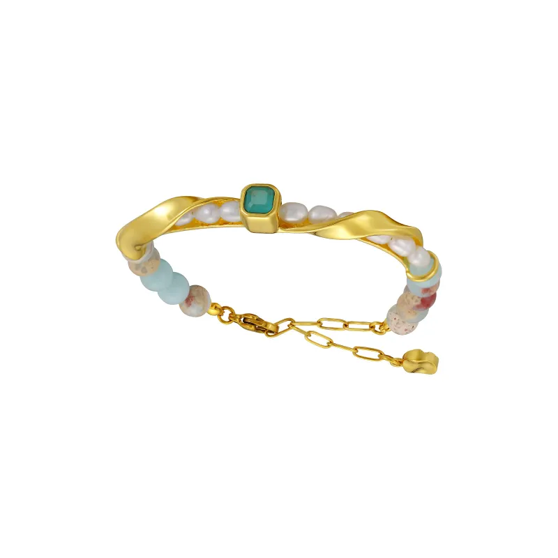 Ice Blue Crystal Pearl Bracelet