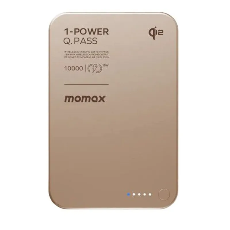 MOMAX 1-Power Q.Pass 10000mAh Qi2 超薄磁吸流動電源-第二代(砂岩) IP136Q2L2