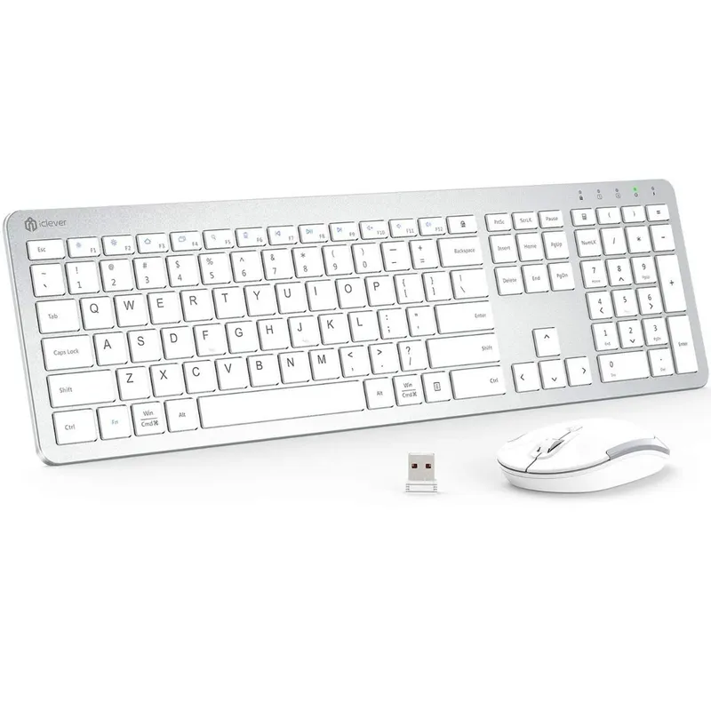 ICLEVER 全尺寸無線充電鍵盤和滑鼠組合 ICGK08/WH