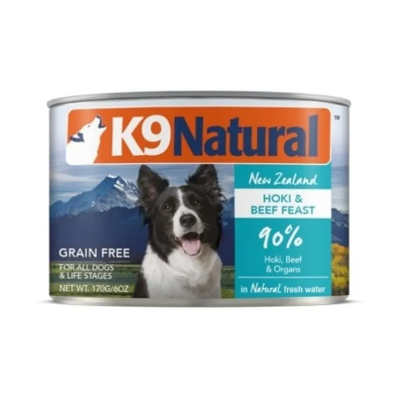 K9 Naturals [K9-C-HB170] - Beef & Hoki 牛肉及藍尖尾鱈魚盛宴 主食狗罐頭 170g