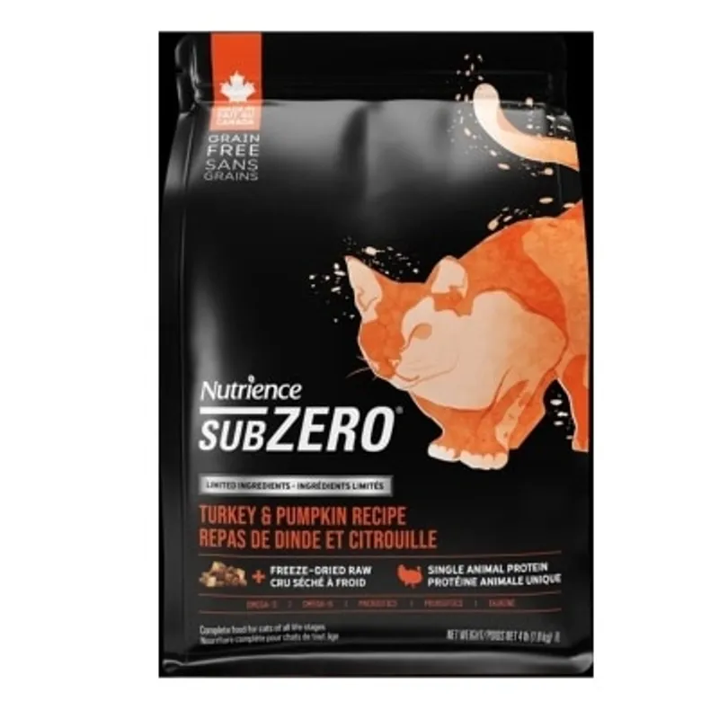 Nutrience SubZero 單一蛋白無穀物 火雞, 南瓜 全貓乾糧