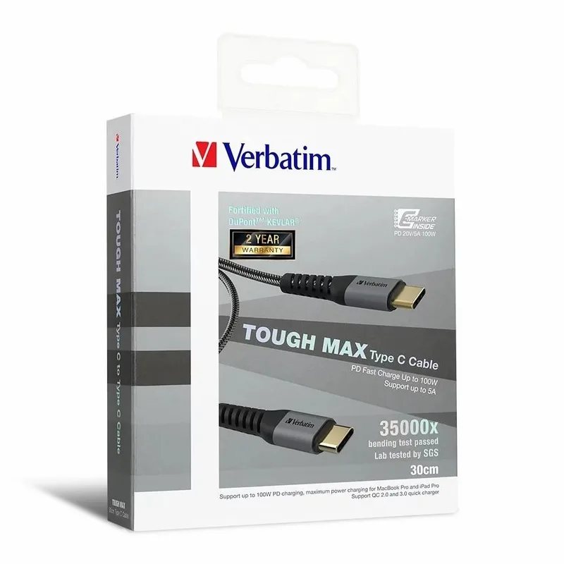 Verbatim Tough Max Type C to Type C 充電傳輸線 30cm