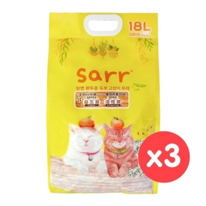 SARR 韓國 除臭益生菌＋活性炭 天然豌豆豆腐貓砂 原味 2.0mm (18L x3)