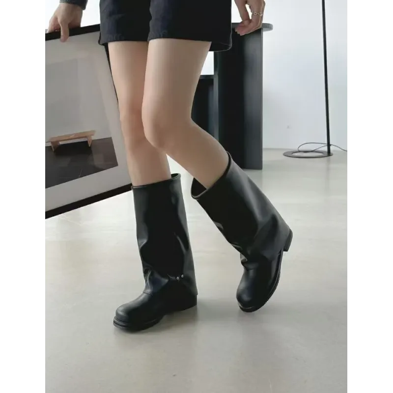 Wide-Calf Biker Boots