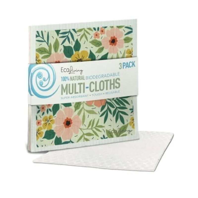 EcoLiving Eco Living - 環保多功能清潔布(花卉圖案)-3件裝