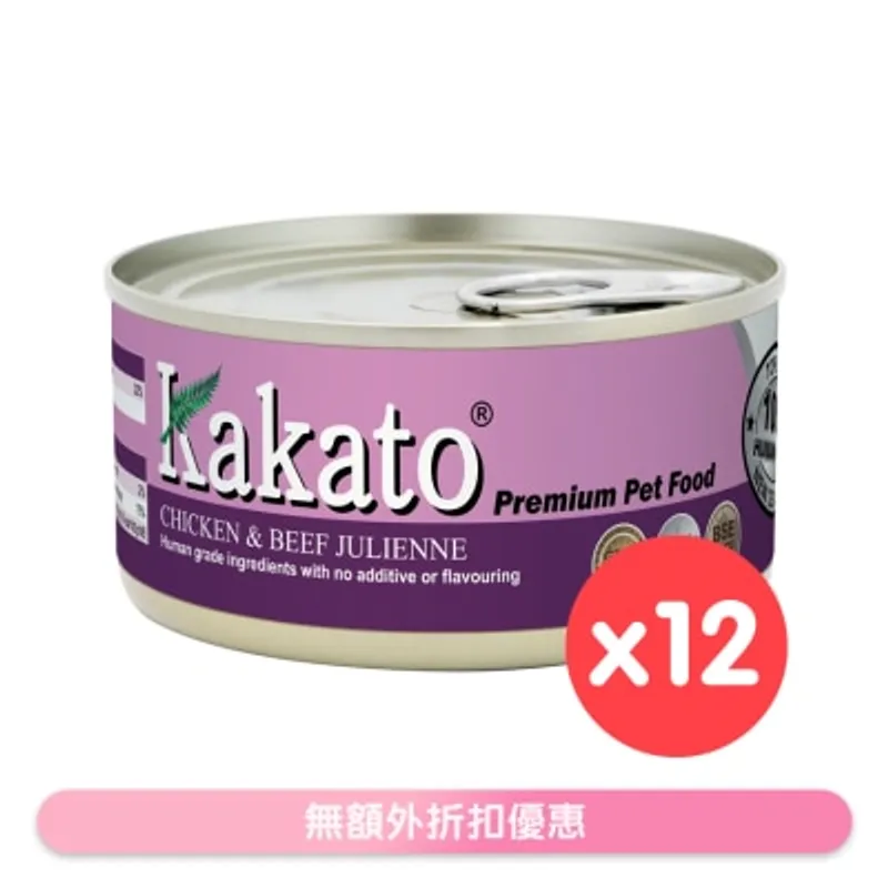 [12罐裝]雞、牛肉絲(170gx12)貓犬適用 - KAKATO 貓狗鮮食罐