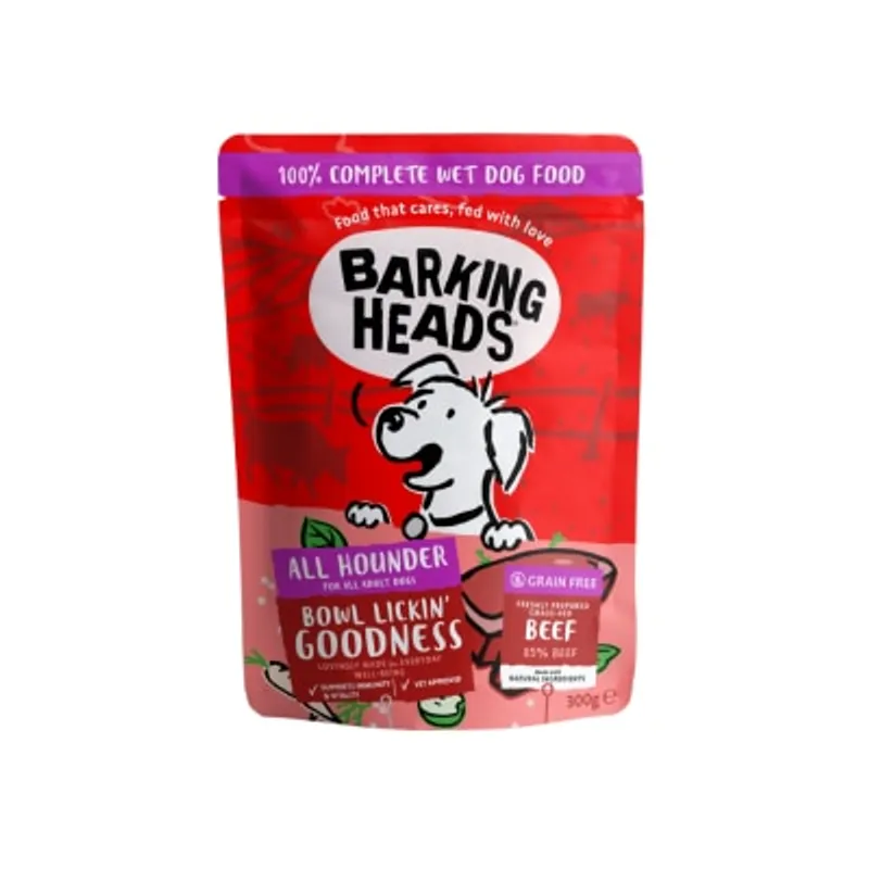 無穀物草飼牛田園蔬菜香草成犬主食濕包 (300g)- BARKING HEADS