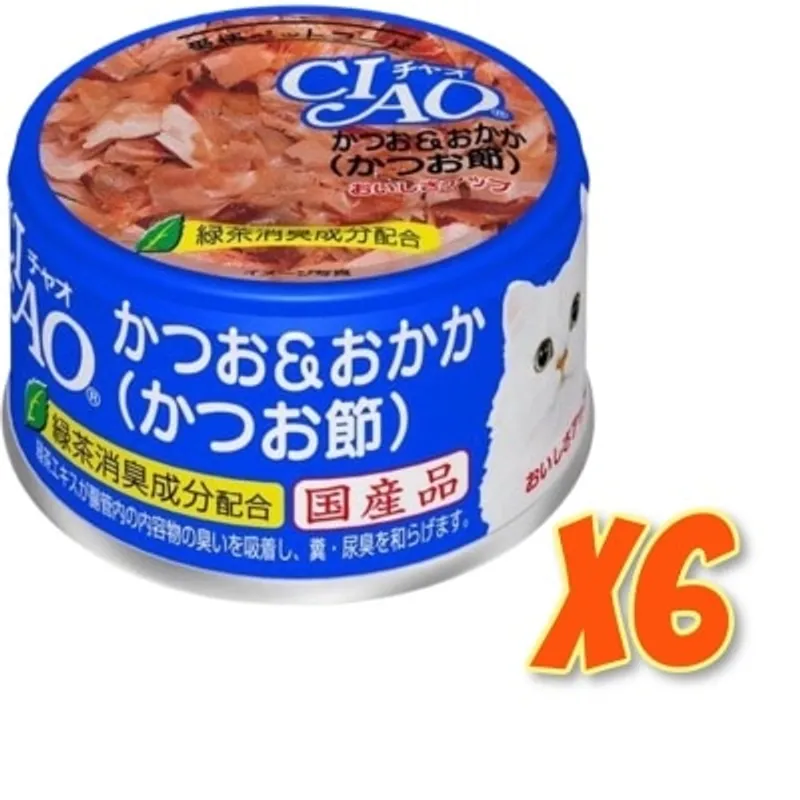 INABA CIAO - 白肉鰹魚 木魚片(85gx6)貓罐頭 A-10x6
