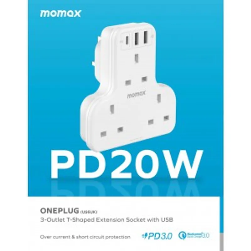 Momax ONEPLUG PD20W 2A1C 3位T型插座 (白)