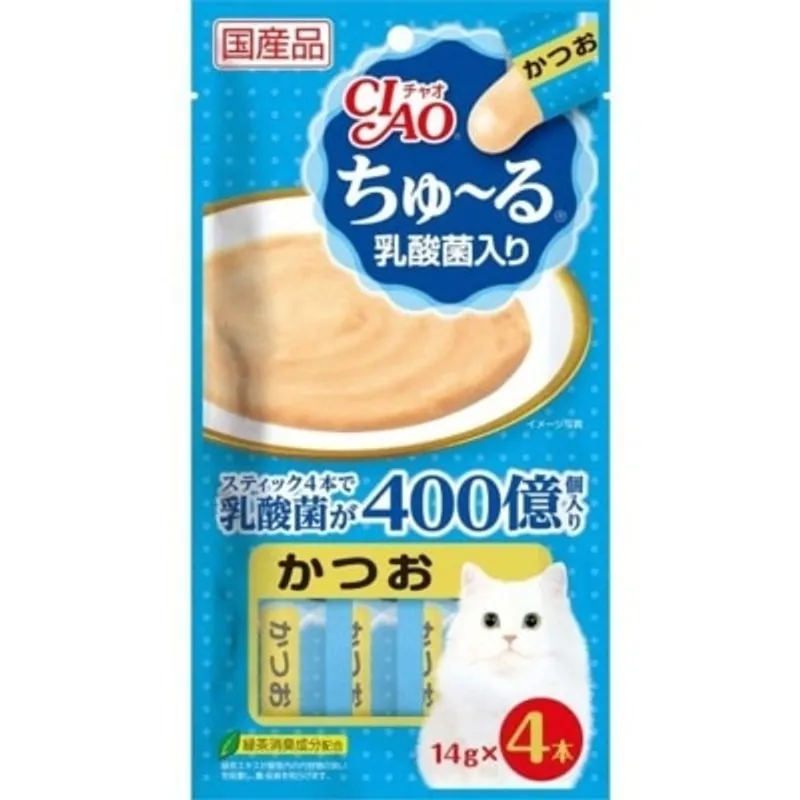 INABA CIAO 乳酸菌-鰹魚醬 肉泥餐包 ( (14g x 4) 貓小食SC-232