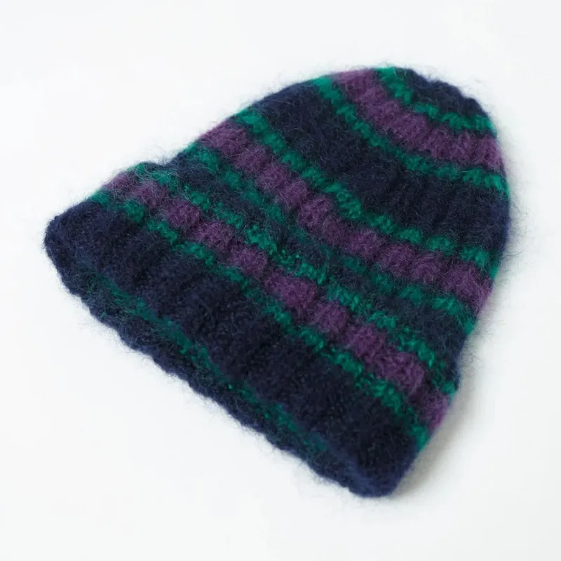 RACAL RL-23-1319-NAVY X PURPLE Mohair Border Knit Cap