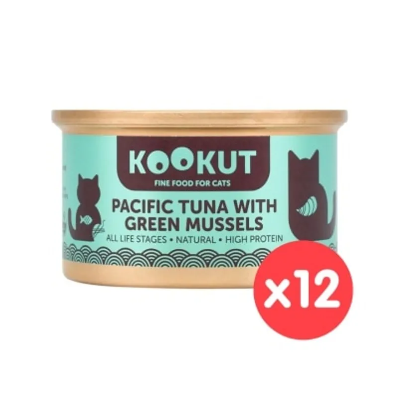 KOOKUT [12罐裝] 太平洋吞拿魚綠唇青口仔 (70g x12) 貓罐頭 010405