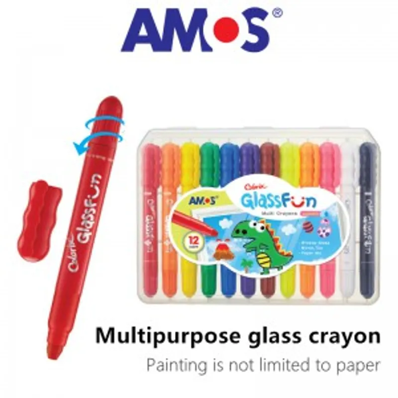 AMOS 玻璃蠟筆12色套裝 AM-GF12PC