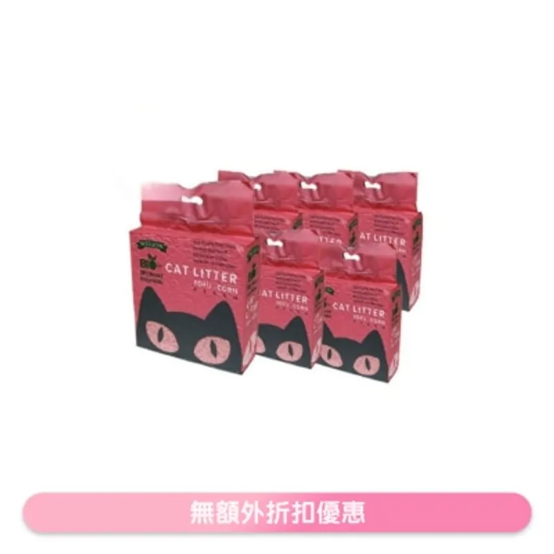 [箱裝優惠]豆腐粟米貓砂 (桃味) (6L/2.5kg) x6 - 威龍