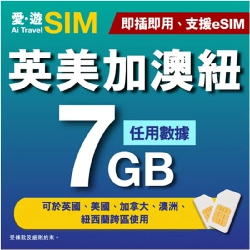 SOSIM 30日英美加澳紐7GB FUP
