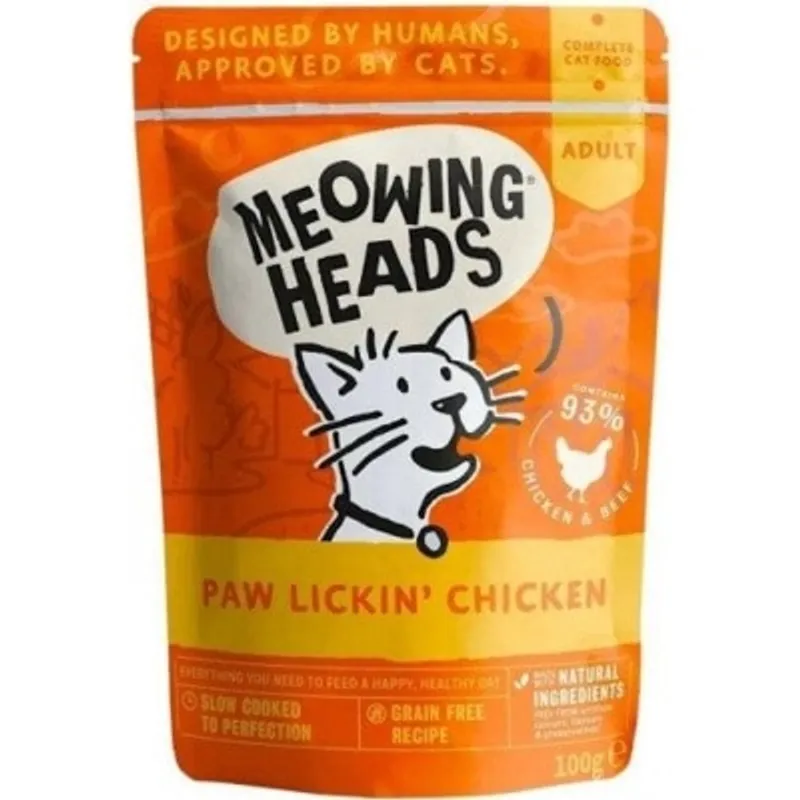 MEOWING HEADS 無穀物放養牛雞田園香草成貓主食濕包 (100g) - Meowing Heads