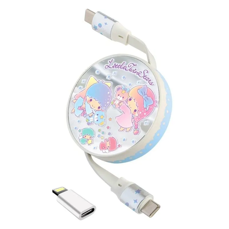 CLUEBOX 自動伸縮資料充電電線 - 相容Lightning & USB-C(Little Twin Stars) CBUSBC1/TS
