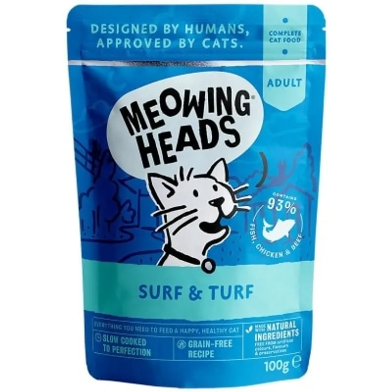 MEOWING HEADS 無穀物沙甸吞拿田園香草成貓主食濕包 (100g) - Meowing Heads