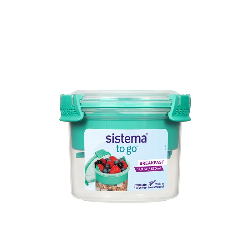 SISTEMA-To Go 双层圆形保鲜盒 (内附汤匙) 530ml 薄荷绿色